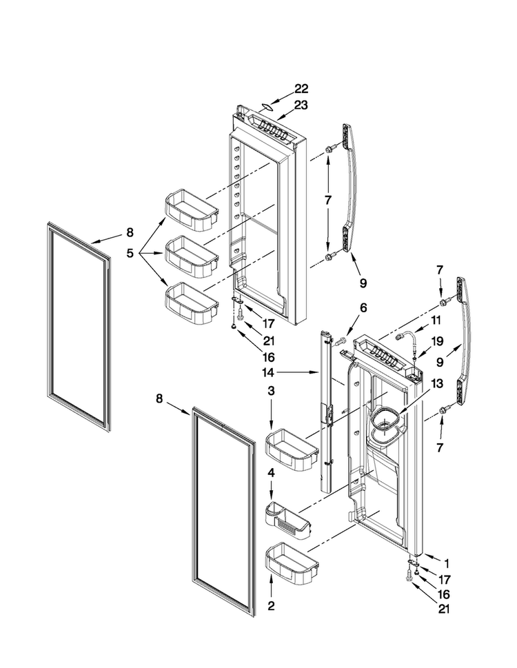 Refrigerator Door Parts Diagram and Parts List for MFX2571XEW3  Maytag Refrigerator