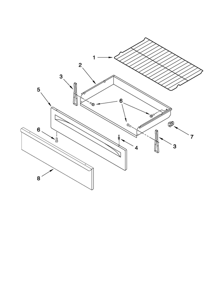 Drawer & Broiler Parts Diagram and Parts List for AGR6011VDB2  Amana Range