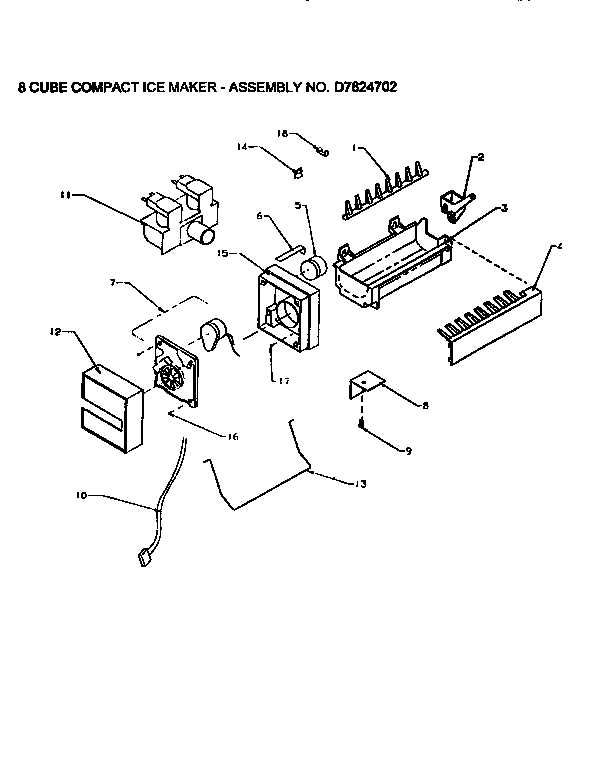 Ice Maker Diagram and Parts List for SSD25SL-P119042WL  Amana Refrigerator