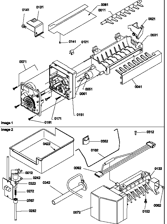 Ice Maker Assembly And Parts Diagram and Parts List for TR521VW-P1322601WW  Amana Refrigerator