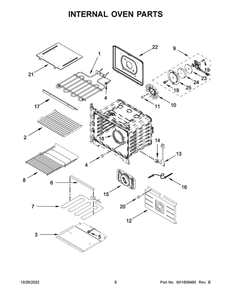 Internal Oven Parts 2 Diagram and Parts List for JMW2427LM00  Maytag Microwave Oven Combo