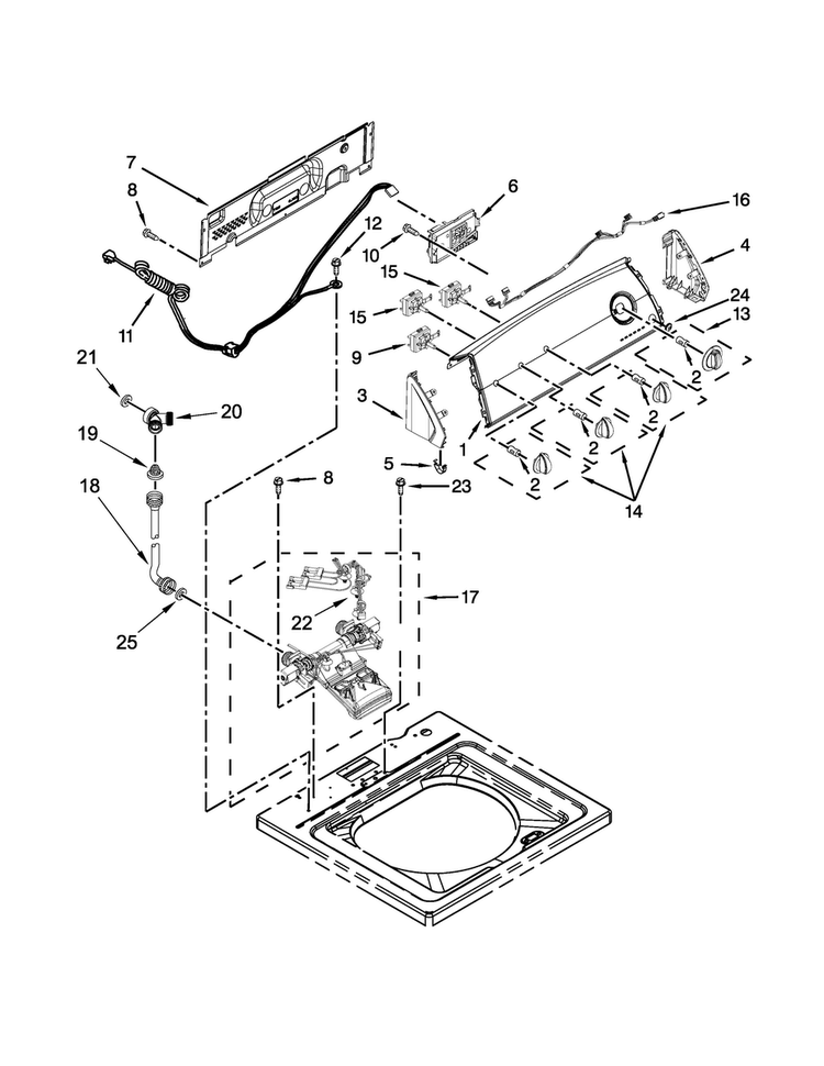 Controls And Water Inlet Parts Diagram and Parts List for 4GATW4900YW2  Admiral Washer