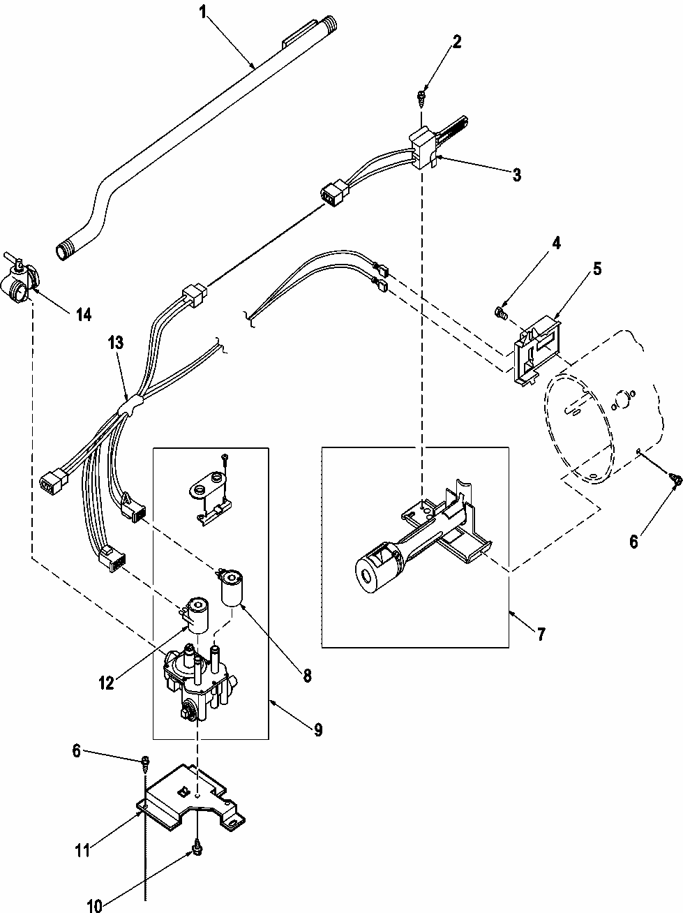 Gas Valve, Igniter And Conversion Kits Diagram and Parts List for LGD65AW-PLGD65AW  Amana Dryer