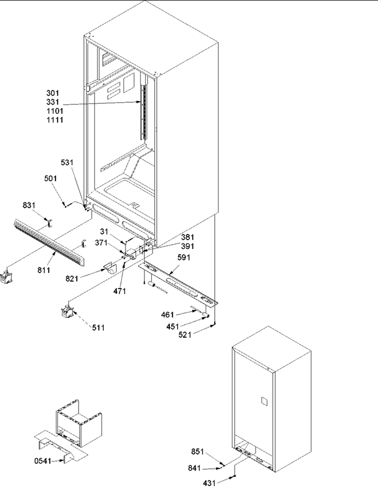 Ladders, Lower Cabinet Diagram and Parts List for TX21VC-P1315905WC  Amana Refrigerator