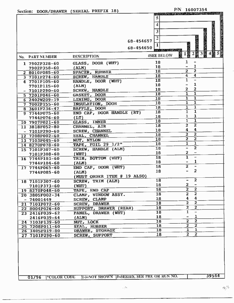 Door/drawer Page 2 Diagram and Parts List for 68-454650  Magic Chef Range