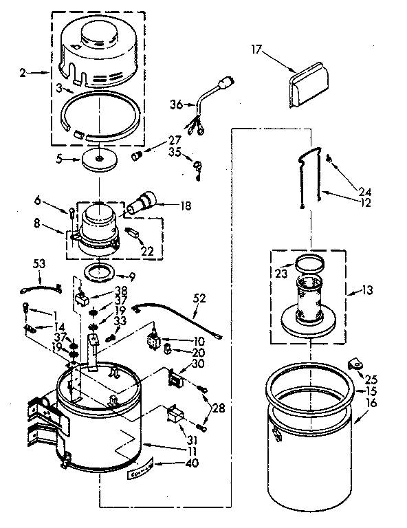 Unit Parts Diagram and Parts List for 1164043080  Kenmore Central Vacuum