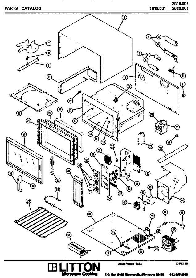 01 - Page 1 Diagram and Parts List for 1618001  Litton Microwave