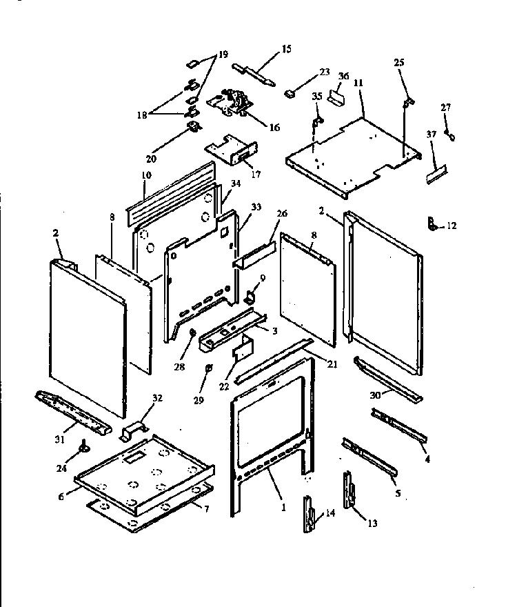 Oven Cavity Assy Diagram and Parts List for RST310UK-P1130738NK  Caloric Range