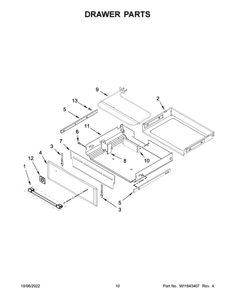 Drawer Parts Diagram and Parts List for MGS8800FZ5  Maytag Range