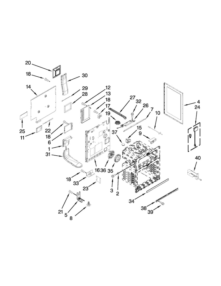 Chassis Parts Diagram and Parts List for JDR8895BAW13  Jenn-Air Range