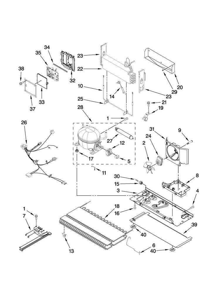Unit Parts Diagram and Parts List for JBD2286KEB3  Jenn-Air Refrigerator
