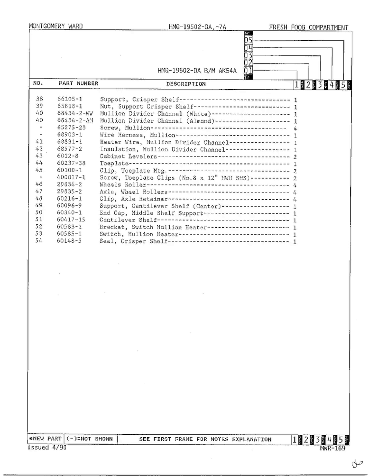 Fresh Food Compartment Page 3 Diagram and Parts List for 19502A  Admiral Refrigerator
