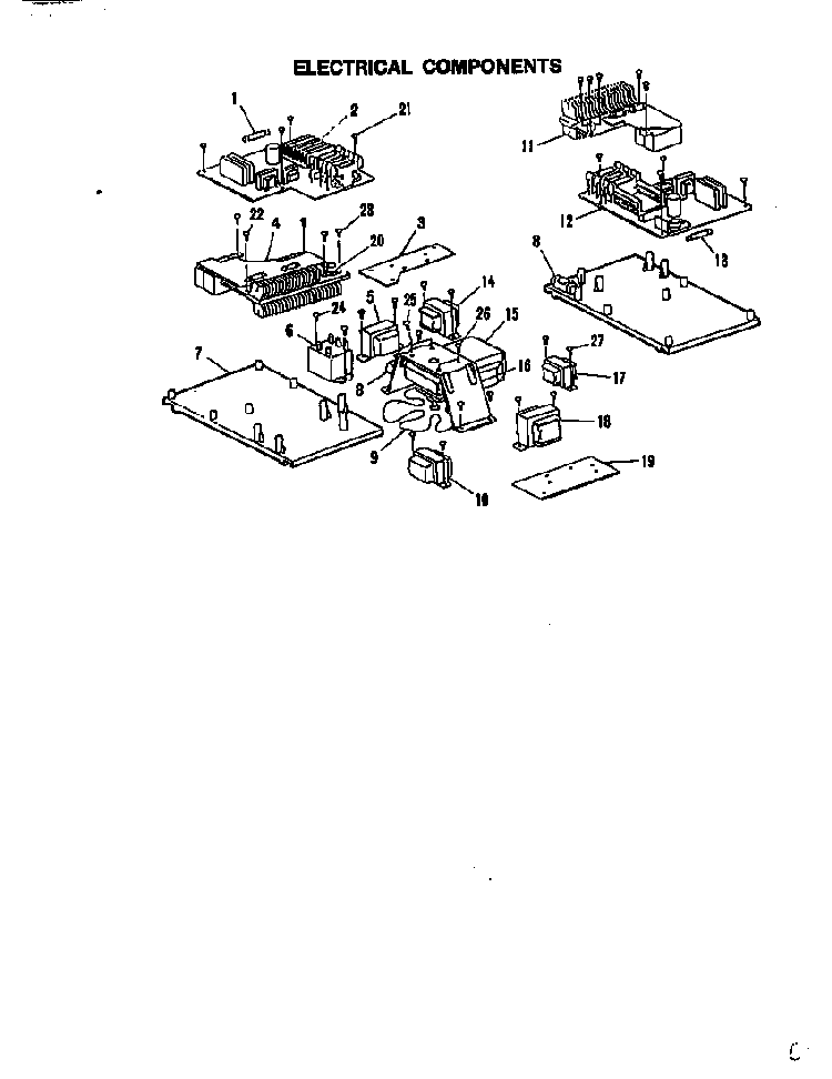 Electrical Components Diagram and Parts List for A135-F  Jenn-Air Range