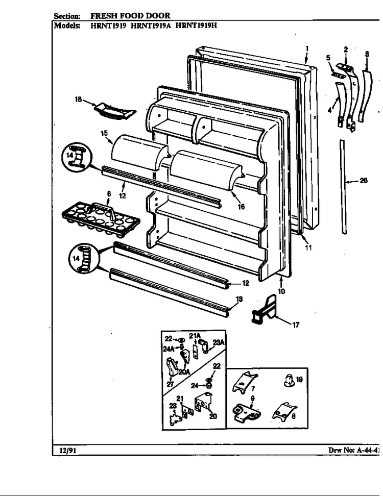 Fresh Food Door Diagram and Parts List for HRNT1919 BF65B Maytag Refrigerator