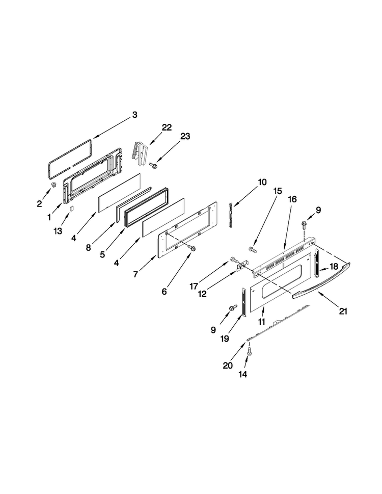 Upper Door Parts Diagram and Parts List for MGR6875ADW27  Maytag Range