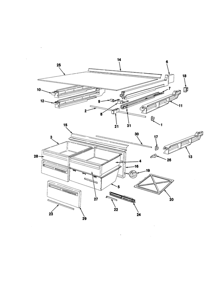 Chest Of Drawers Diagram and Parts List for RB21KN-4AT-CL71A  Magic Chef Refrigerator