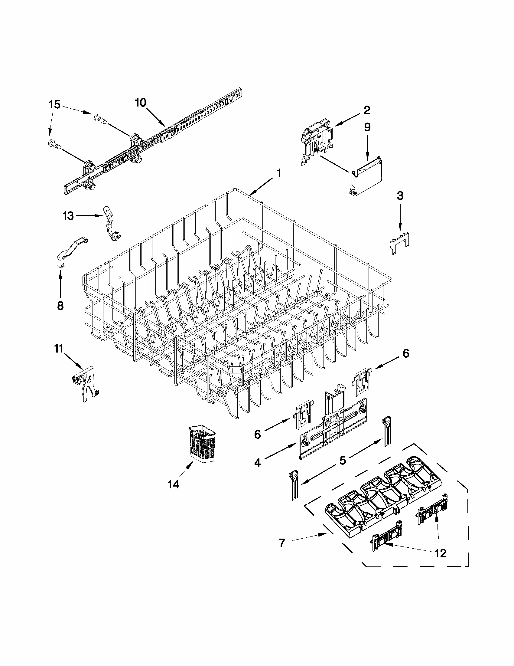 Upper Rack And Track Parts Diagram and Parts List for MDB8959SBB2  Maytag Dishwasher