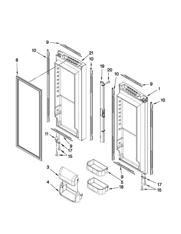 Refrigerator Door Parts Diagram and Parts List for JFC2290VTB4  Jenn-Air Refrigerator