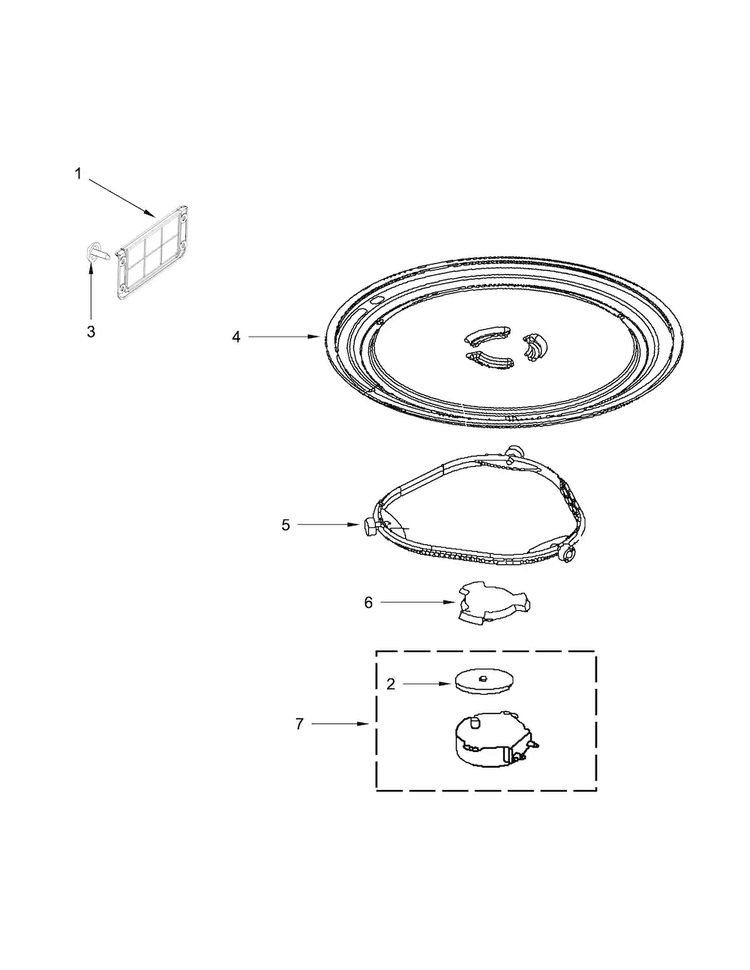 Turntable Parts Diagram and Parts List for MMV1174DH4  Maytag Microwave