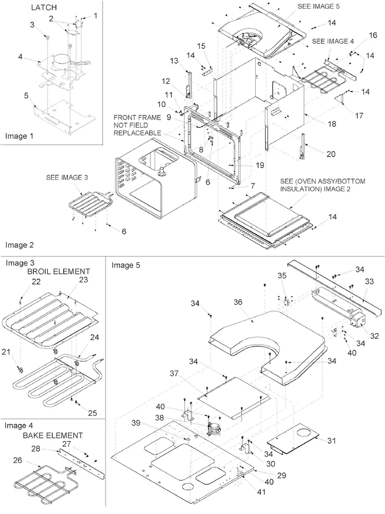 Inner Cavity, Blower, Bake, & Broil Assy Diagram and Parts List for AOES3030WW-P113237NWW  Amana Wall Oven