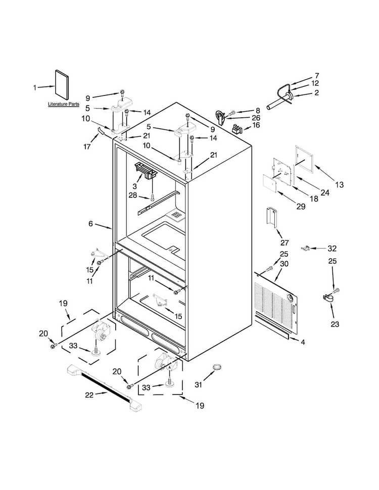 Cabinet Parts Diagram and Parts List for JFC2089BEP00  Jenn-Air Refrigerator