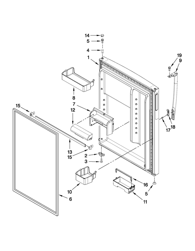 Refrigerator Door Parts Diagram and Parts List for M9RXDGFYM00  Maytag Refrigerator