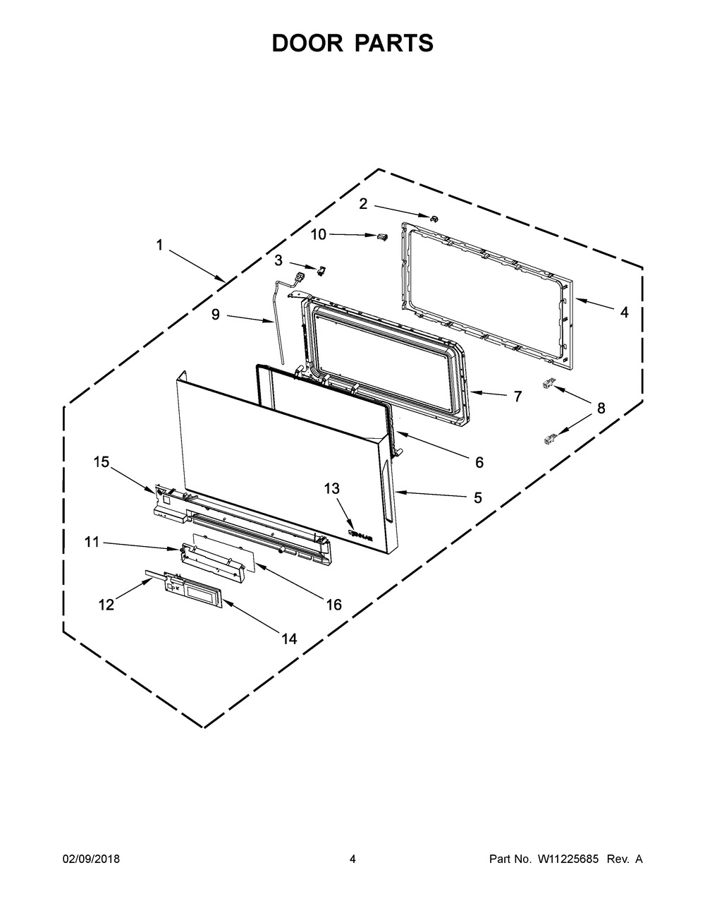 Door Parts Diagram and Parts List for YJMV9196CB3  Maytag Microwave