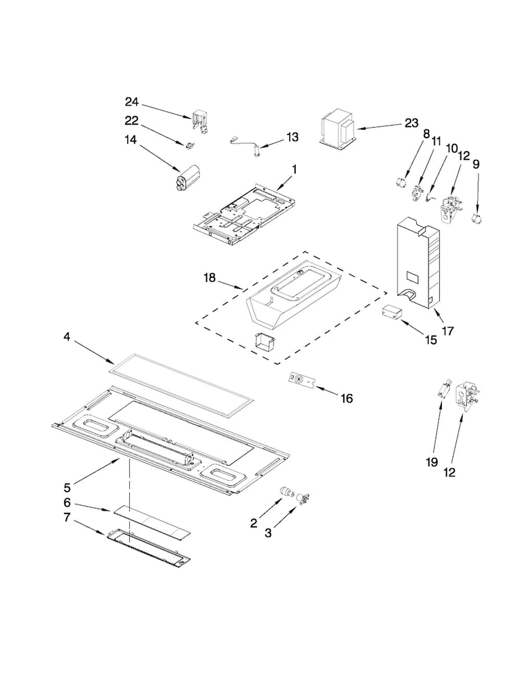 Interior And Ventilation Parts Diagram and Parts List for AMV1150VAB3  Amana Microwave
