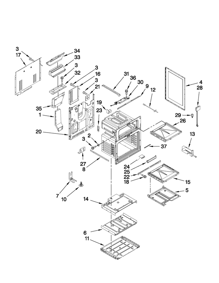 Chassis Parts Diagram and Parts List for MGR6751BDW19  Maytag Range