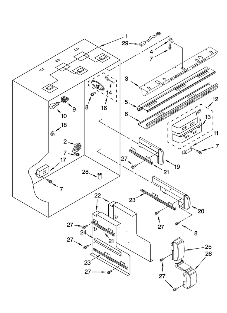 Refrigerator Liner Parts Diagram and Parts List for JF42PPFXDB01  Jenn-Air Refrigerator