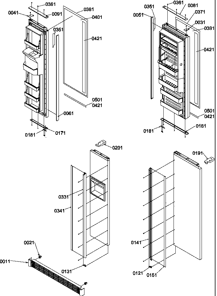 Handles, Trim, And Toe Grille Kits Diagram and Parts List for SB520SW-P1185003WW  Amana Refrigerator