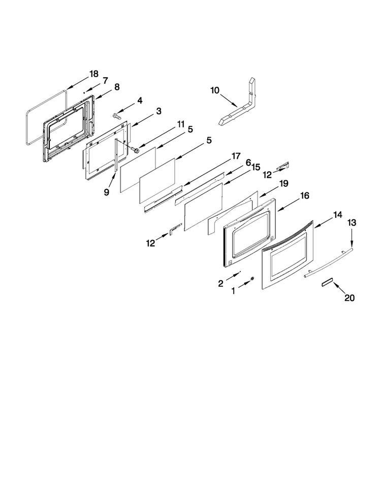 Door Parts Diagram and Parts List for JES8850CAS02  Jenn-Air Range