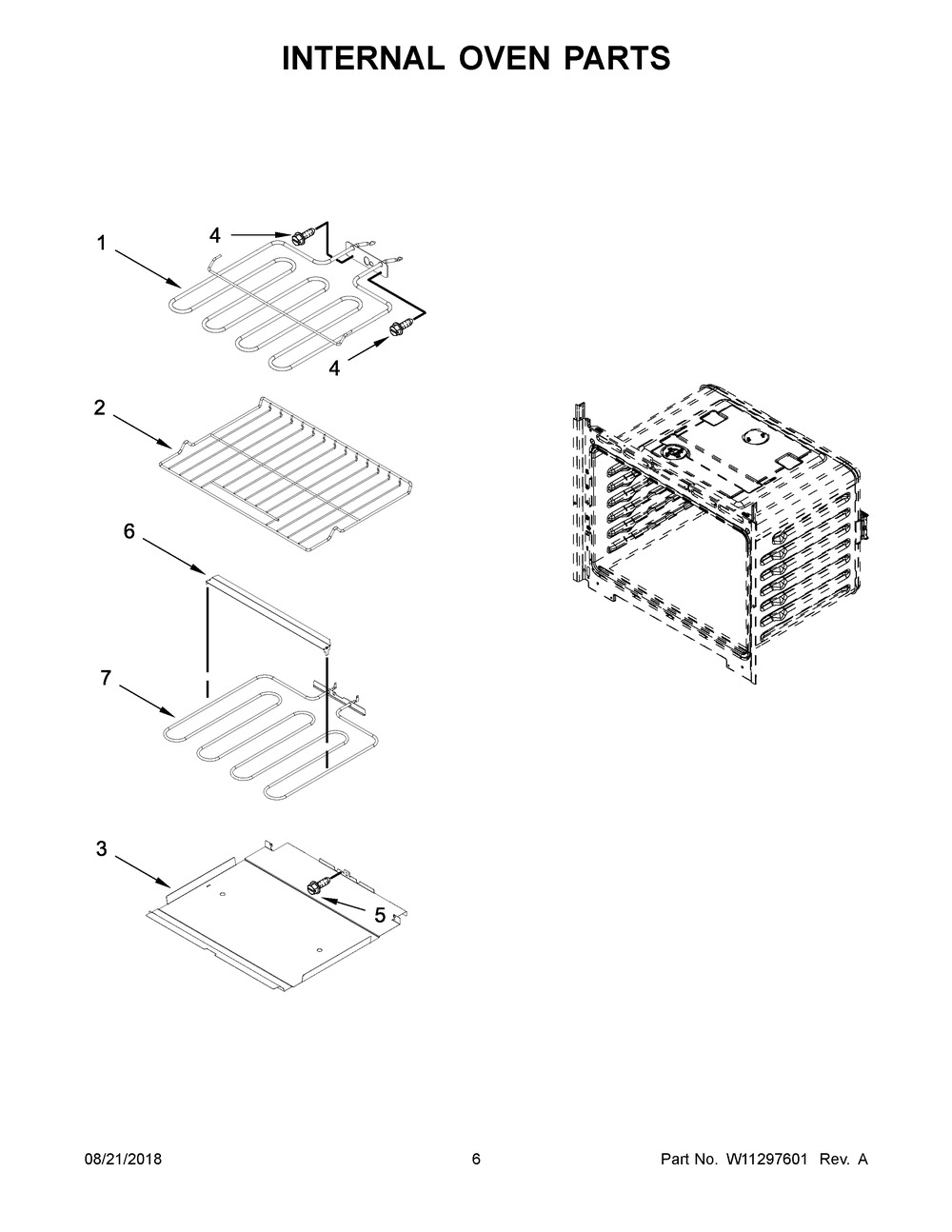 Internal Oven Parts Diagram and Parts List for AWO6313SFW02  Maytag Wall Oven
