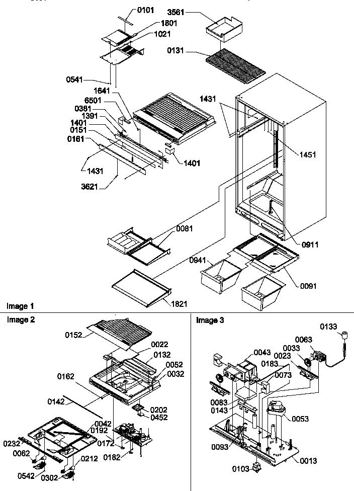 Interior Cabinet And Drain Block Assembly Diagram and Parts List for TA20TW-P1306101WW  Amana Refrigerator