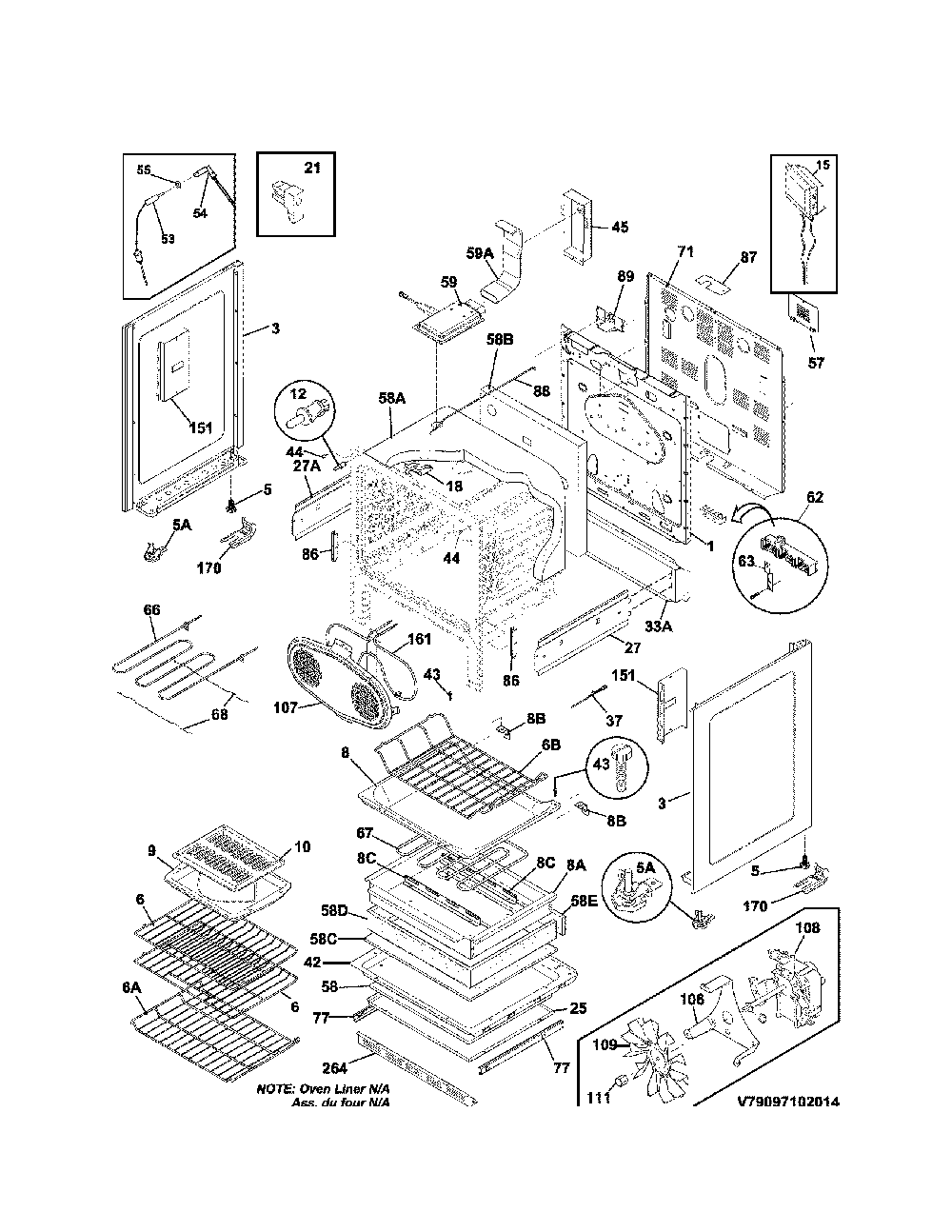 Body Diagram and Parts List for 79095063312  Kenmore Range