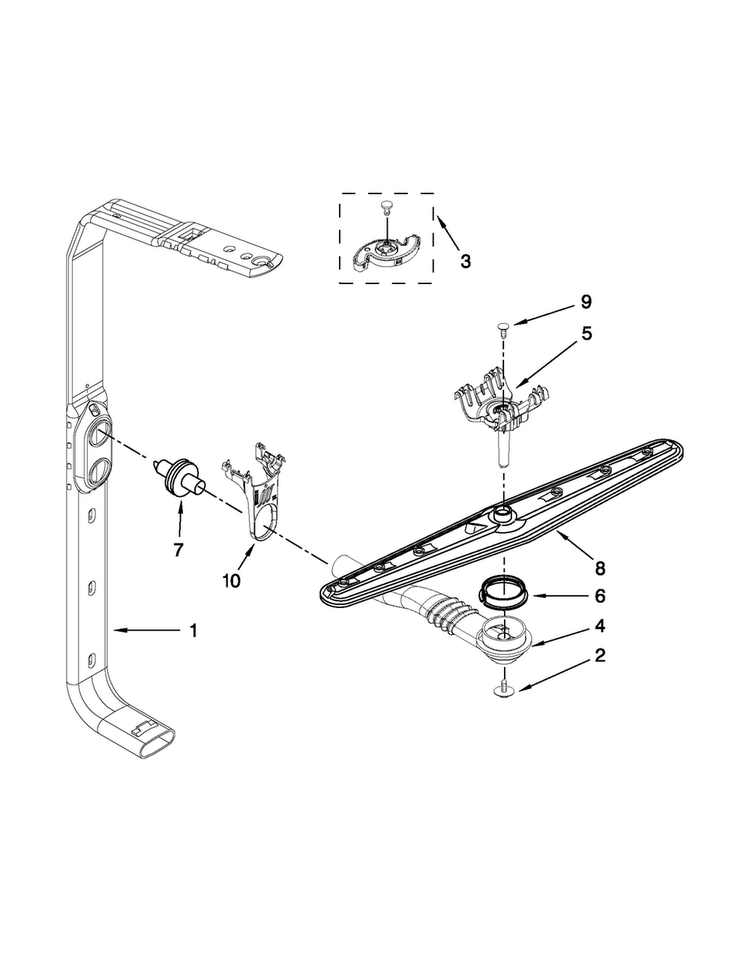 Upper Wash And Rinse Parts Diagram and Parts List for MDB6769PAB2  Maytag Dishwasher