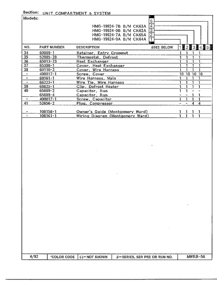 Unit Compartment And System Page 3 Diagram and Parts List for 19924-0A  Admiral Refrigerator