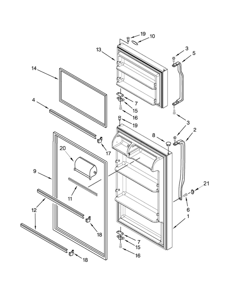 Door Parts Diagram and Parts List for A4TXCGFBW01  Amana Refrigerator