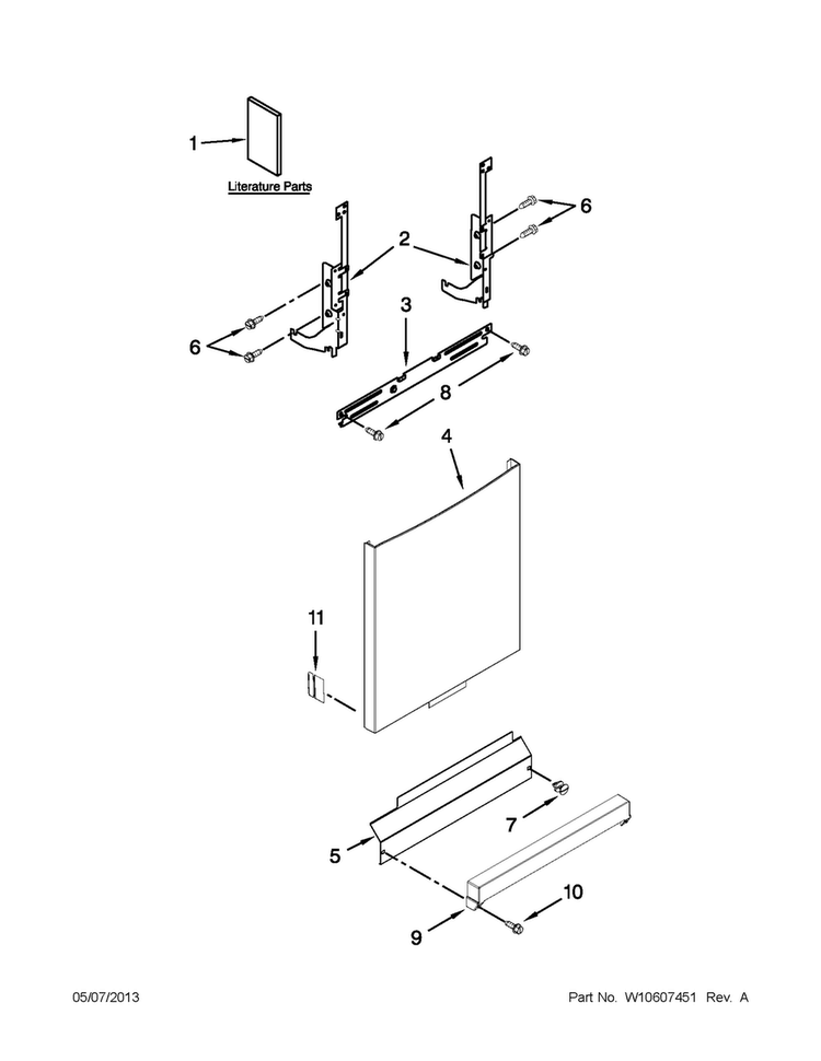 Door And Panel Parts Diagram and Parts List for MDC4809PAW1  Maytag Dishwasher