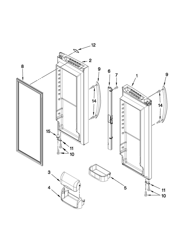 Refrigerator Door Parts Diagram and Parts List for MFF2258VEB5  Maytag Refrigerator