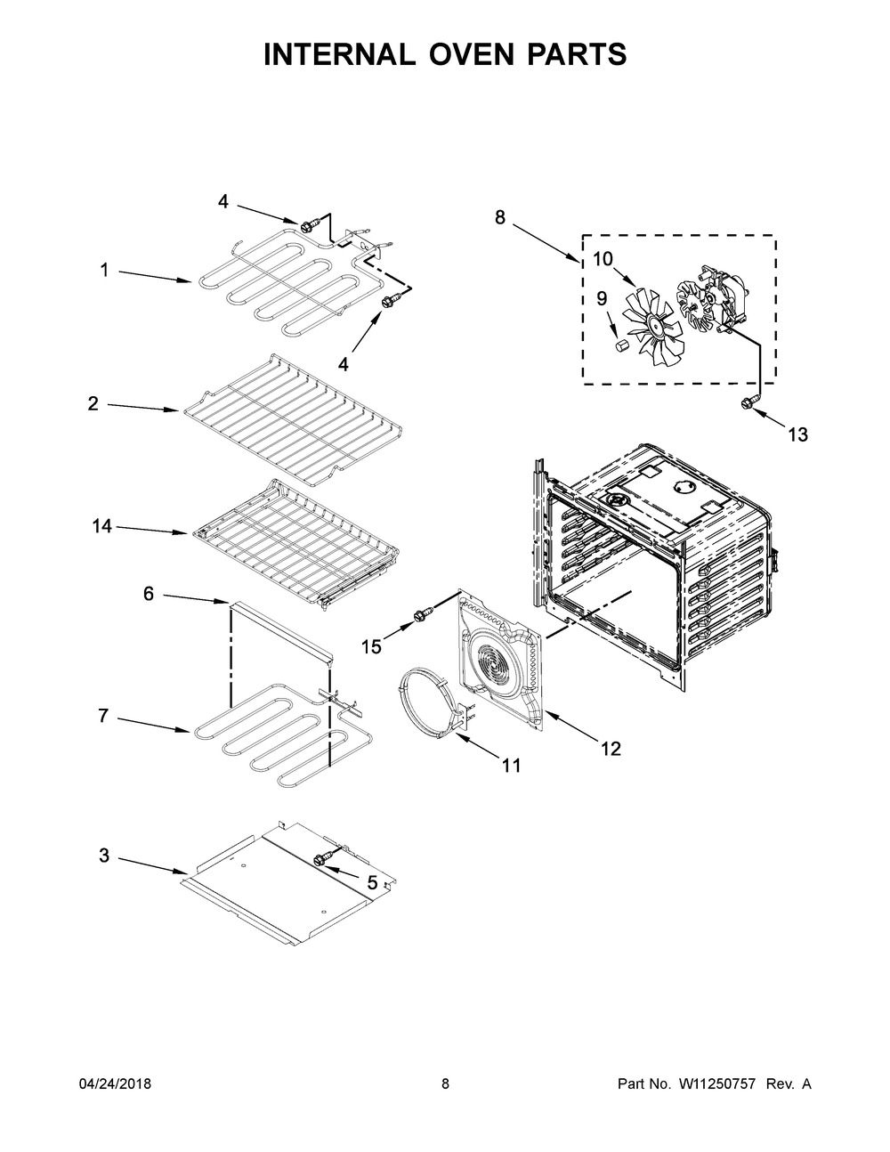 Internal Oven Parts Diagram and Parts List for MEW9530FZ03  Maytag Wall Oven