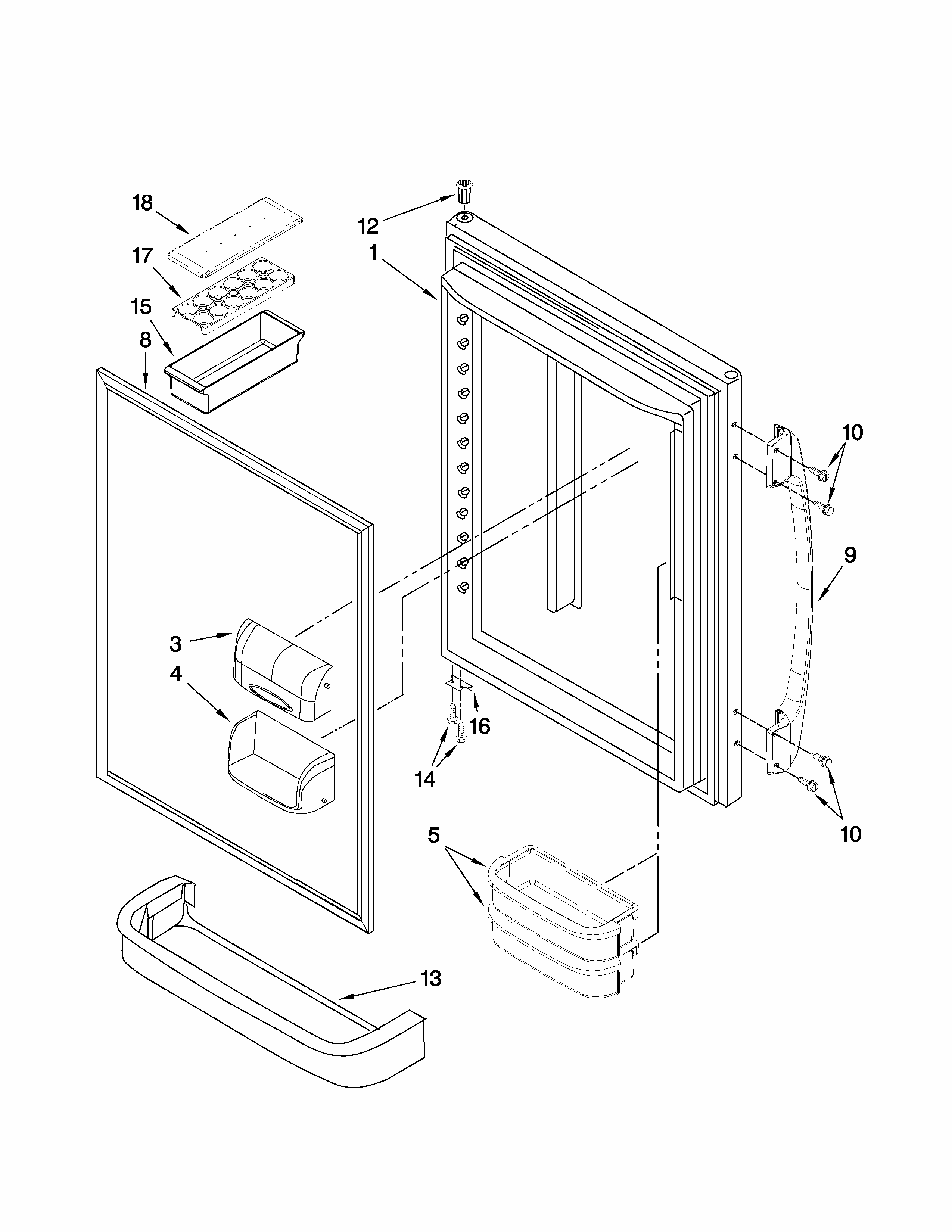 Refrigerator Door Parts Diagram and Parts List for GB6526FEAW3  Maytag Refrigerator