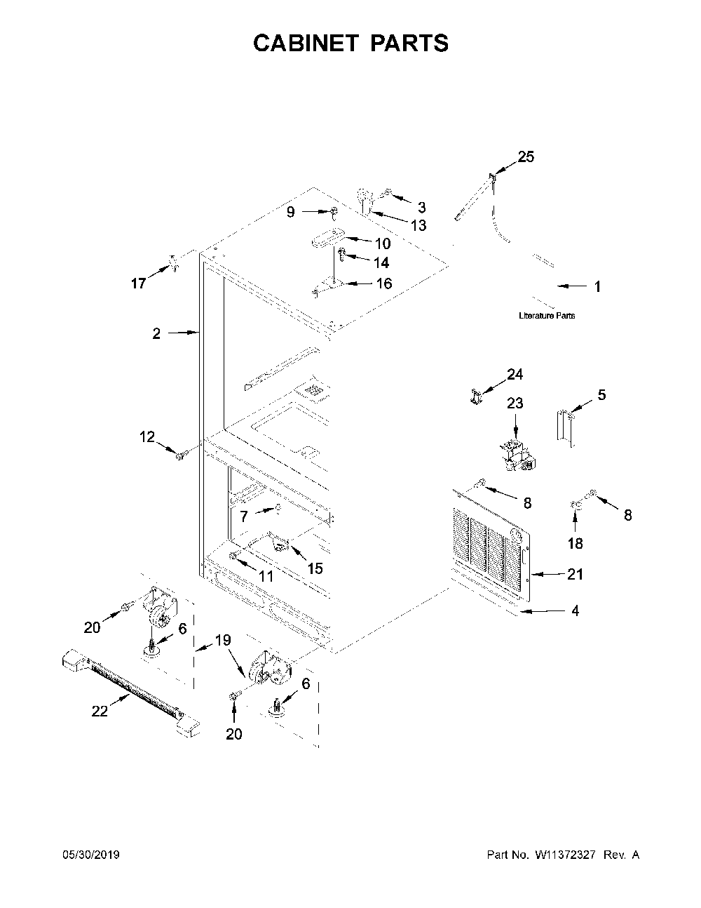 Cabinet parts Diagram and Parts List for 59679313511  Amana Refrigerator