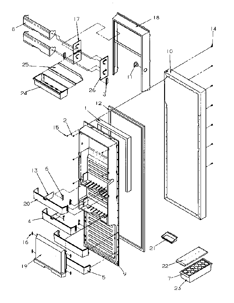Refrigerator Door Diagram and Parts List for SBD20S4L-P1190001WL  Amana Refrigerator