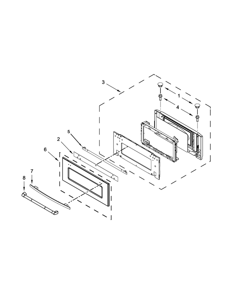 Microwave Door Parts Diagram and Parts List for JMW2430DP01  Jenn-Air Microwave