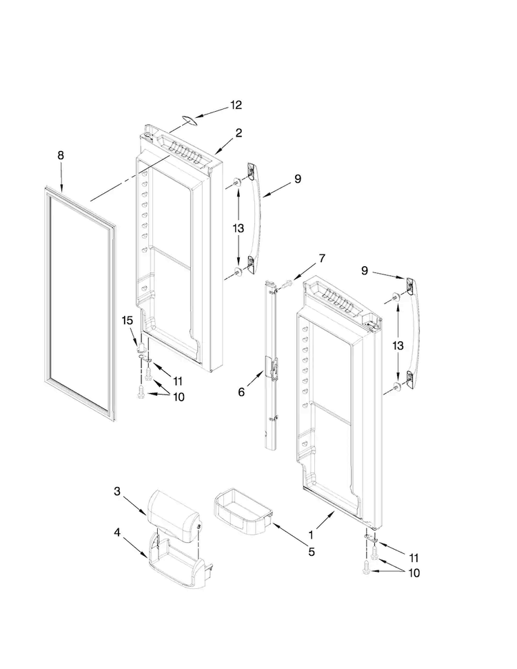 Refrigerator Door Parts Diagram and Parts List for AFD2535DEQ5  Amana Refrigerator