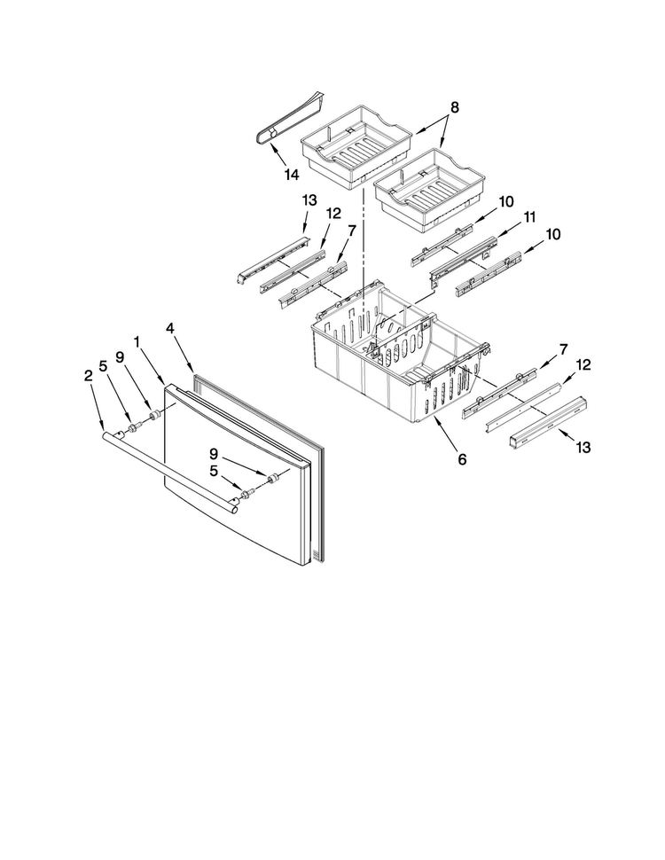 Freezer Door Parts Diagram and Parts List for JFI2089WES2  Jenn-Air Refrigerator