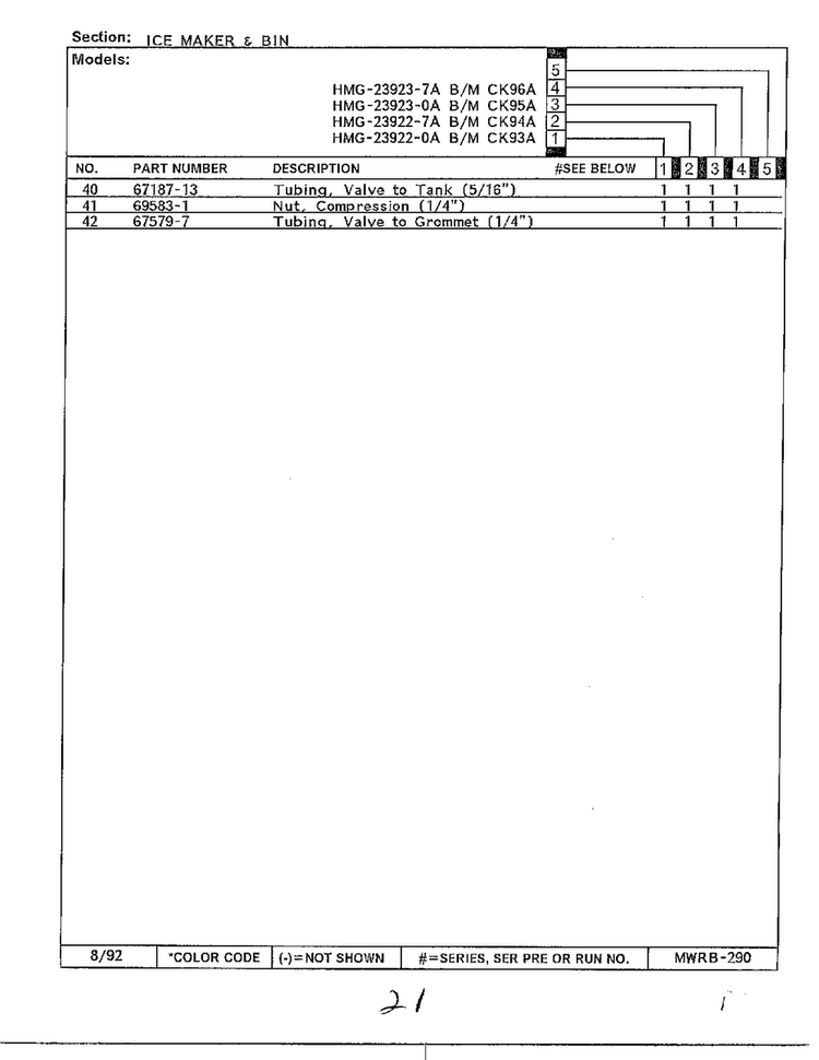 Ice Maker & Bin Page 3 Diagram and Parts List for 23922-0A  Admiral Refrigerator
