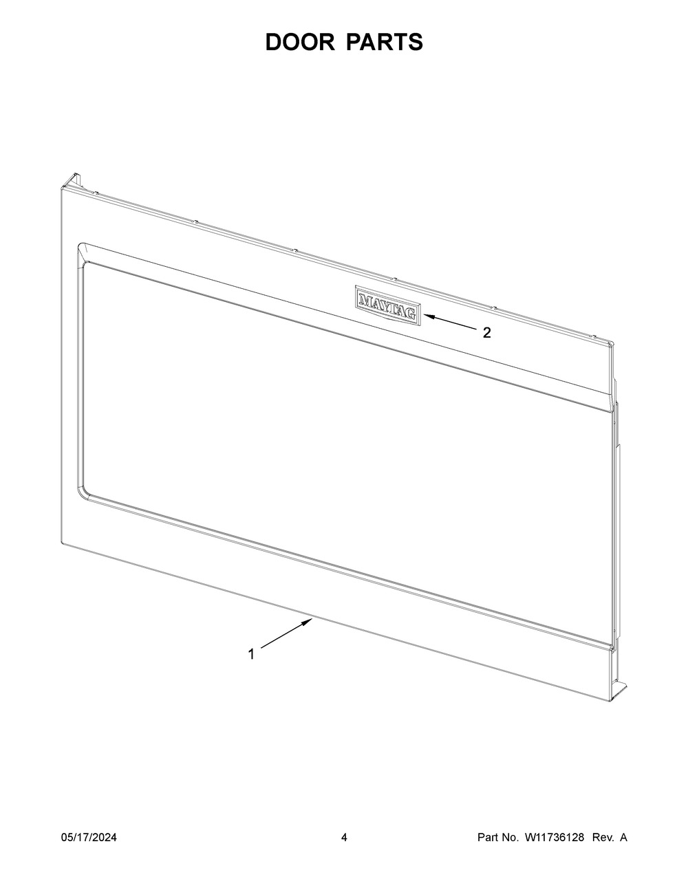 Door Parts Diagram and Parts List for YMMV4207JB01  Maytag Microwave
