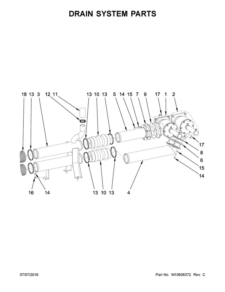 Drain System Parts Diagram and Parts List for MFS275PTVS  Maytag Washer